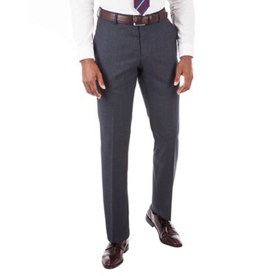 Blue puppytooth plain front tailored fit suit trouser